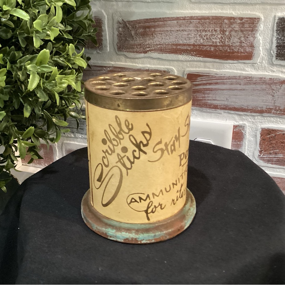 🟡 Vintage & Rare - 1960’s Metal & Tubing Crafted Old School Pencil Holder